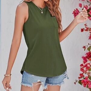 Army Green Long Tank Tee